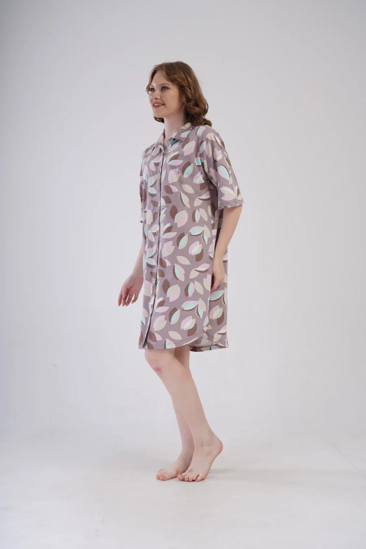 Koszula Nocna Vienetta Pastel Leaves, Beżowy, r. S-XL