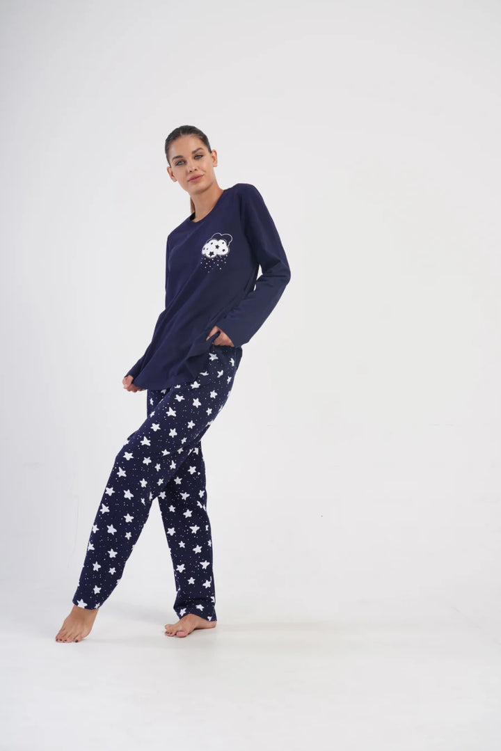 Piżama Damska Vienetta Star Rain, Granatowy, r. 1XL-4XL