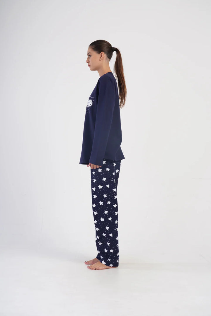 Piżama Damska Vienetta Star Rain, Granatowy, r. 1XL-4XL