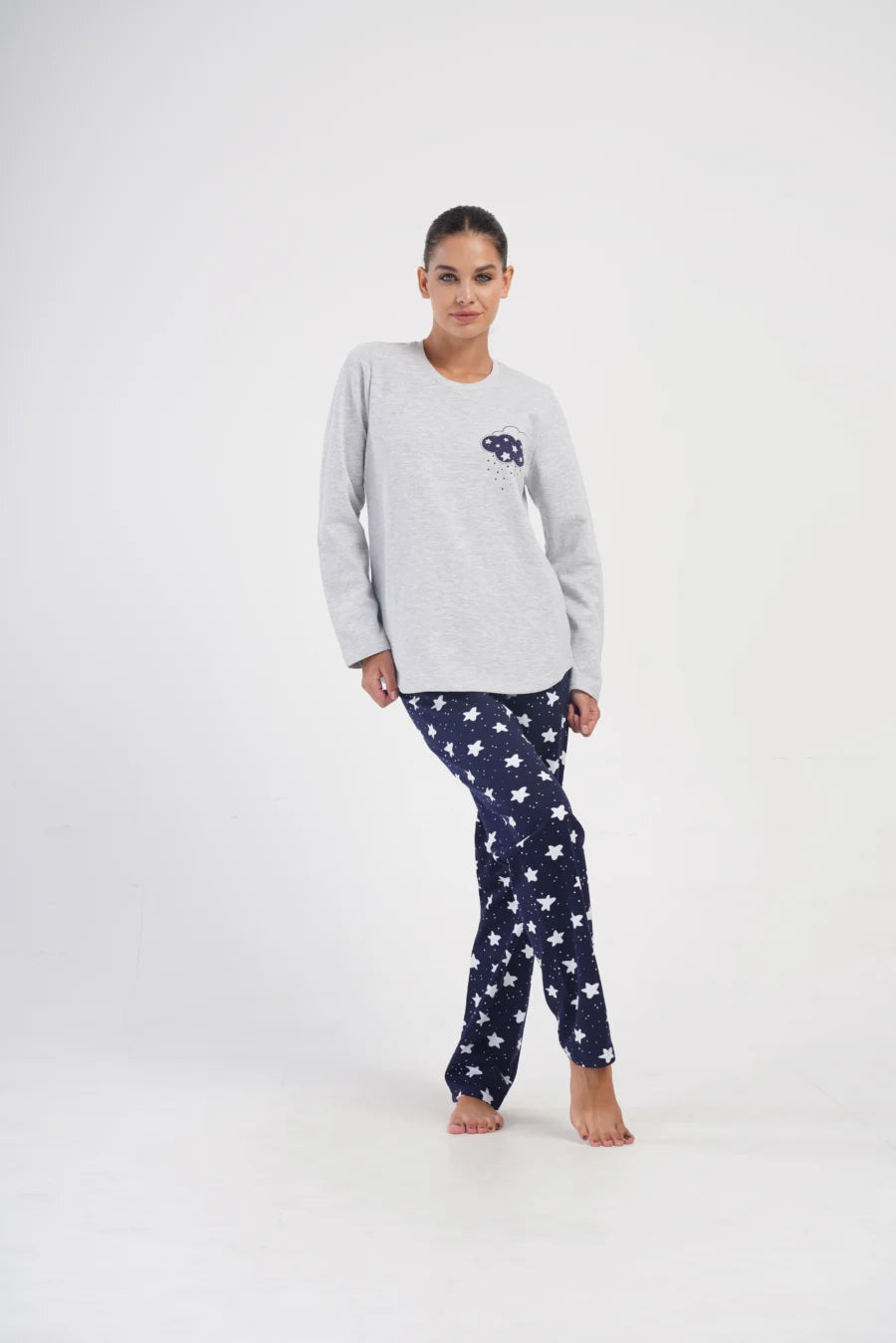 Piżama Damska Vienetta Star Rain, Szary, r. 1XL-4XL