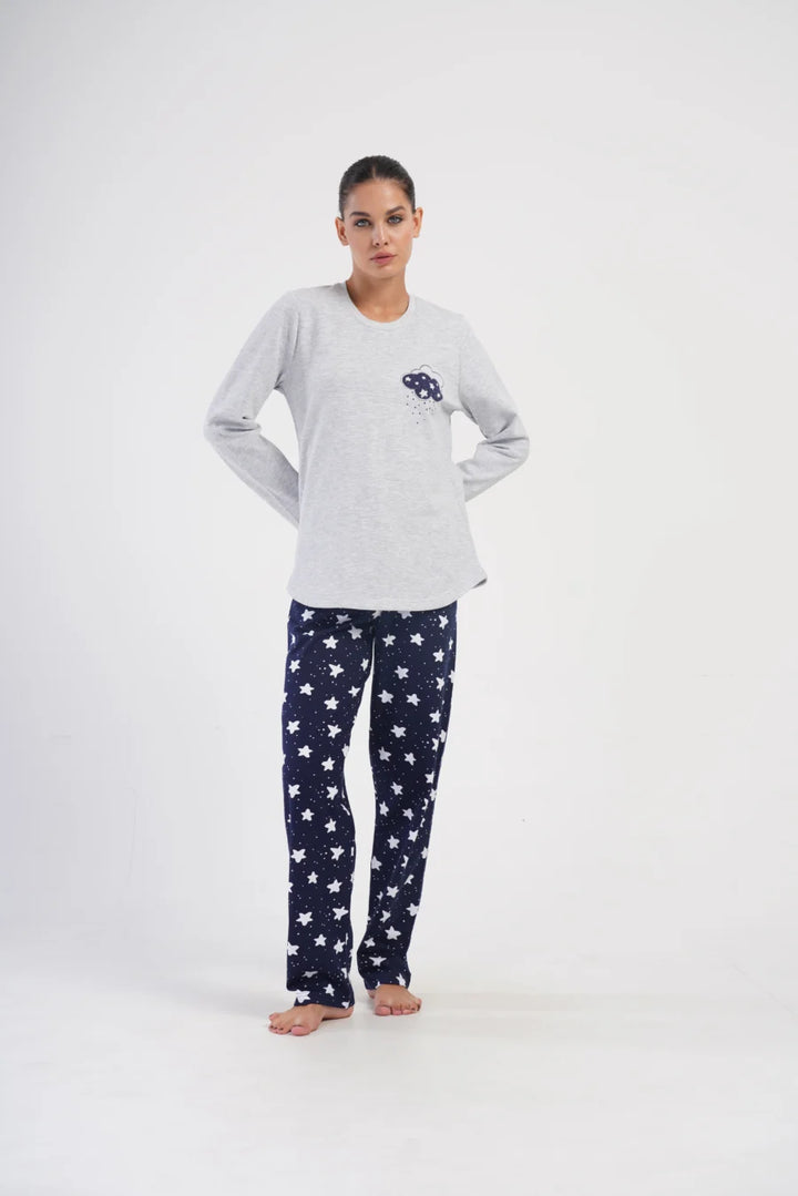 Piżama Damska Vienetta Star Rain, Szary, r. 1XL-4XL