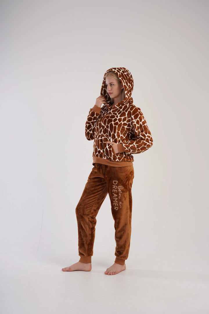 Piżama Damska Softowa Vienetta Safari Slumber, brązowa, r. S-XL