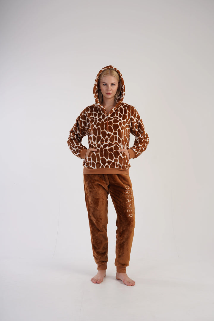 Piżama Damska Softowa Vienetta Safari Slumber, brązowa, r. S-XL