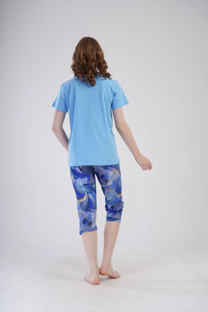 Piżama Damska Vienetta Cozy Flowers, Niebieski, r. 1XL-4XL