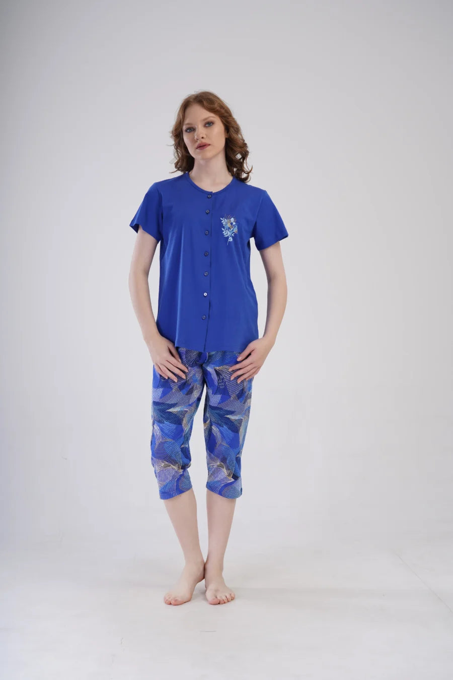 Piżama Damska Vienetta Cozy Flowers, Granatowy, r. 1XL-4XL