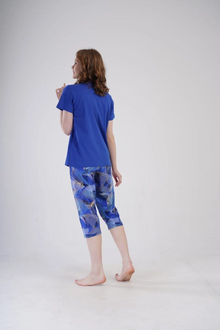 Piżama Damska Vienetta Cozy Flowers, Granatowy, r. 1XL-4XL