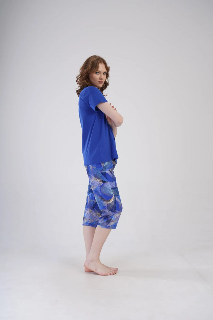 Piżama Damska Vienetta Cozy Flowers, Granatowy, r. 1XL-4XL