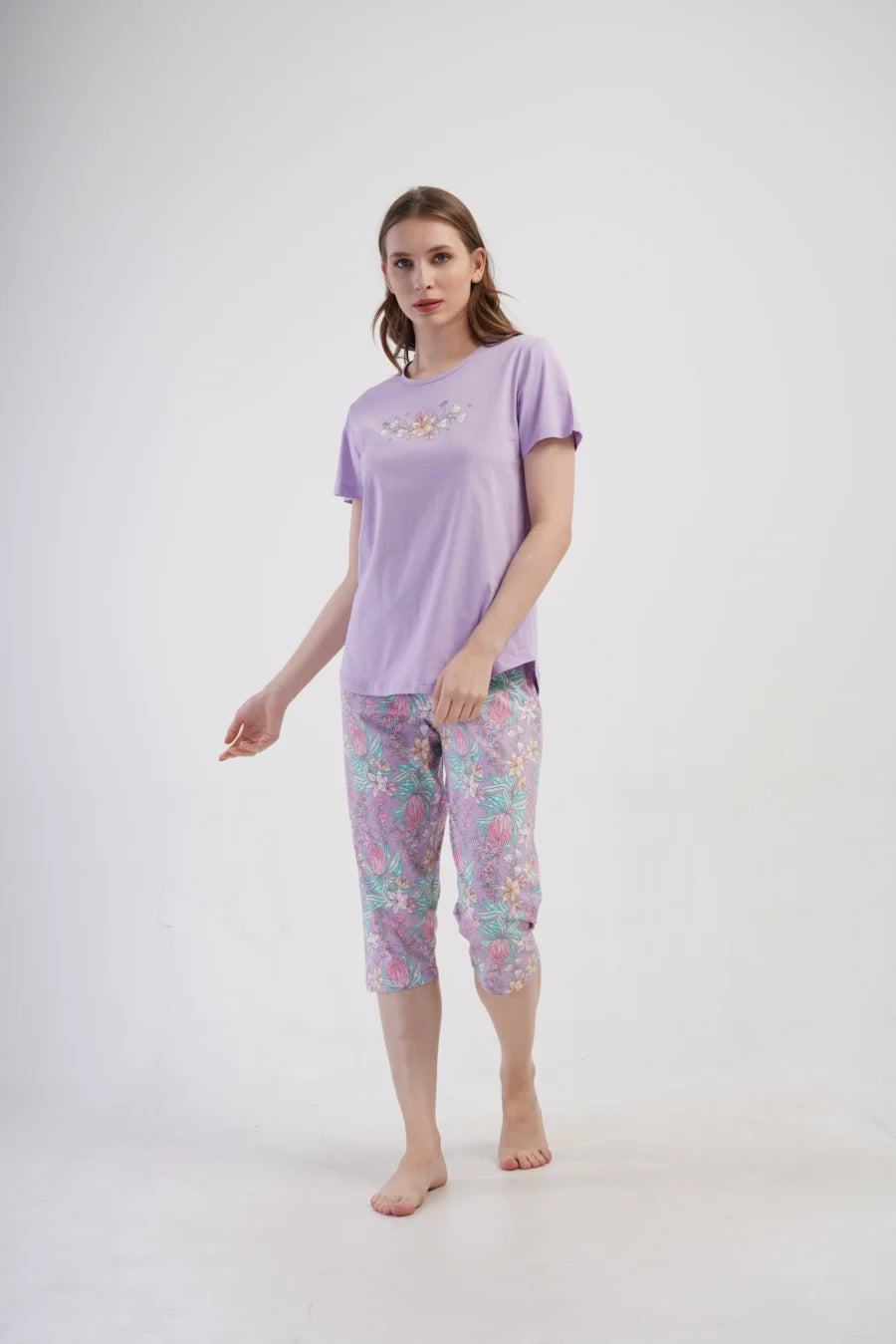 Piżama Damska Vienetta Flowers, Fioletowy, r. 5XL-7XL