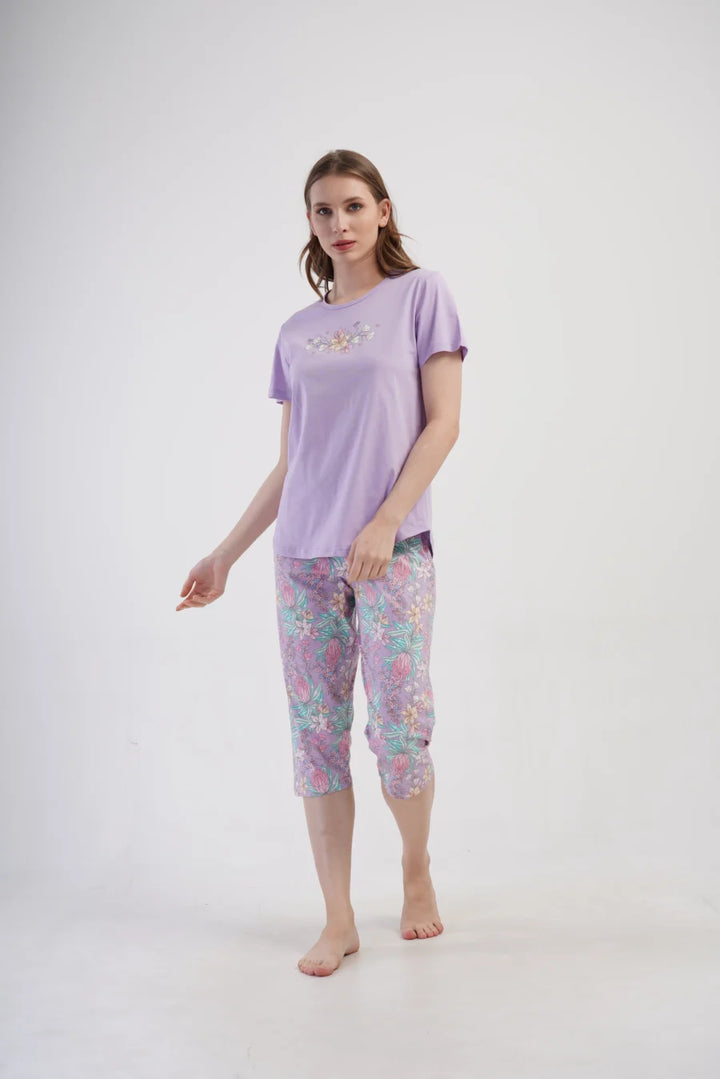 Piżama Damska Vienetta Flowers, Fioletowy, r. 5XL-7XL