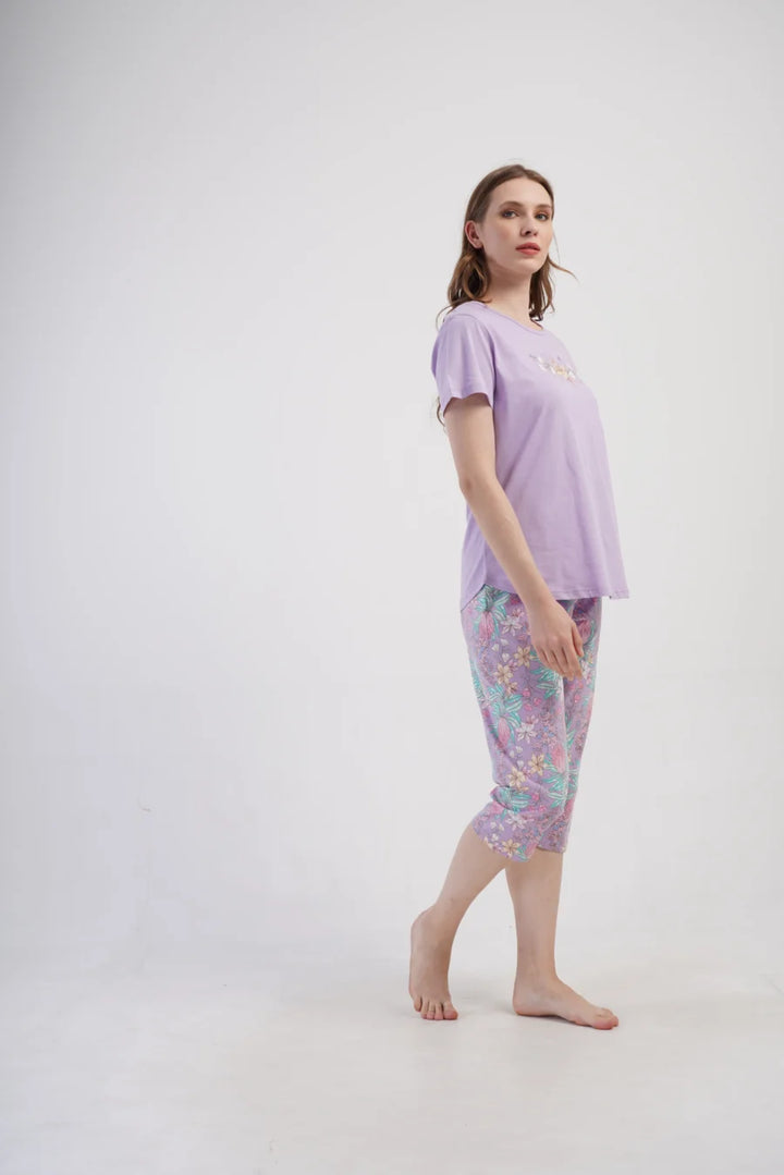 Piżama Damska Vienetta Flowers, Fioletowy, r. 5XL-7XL