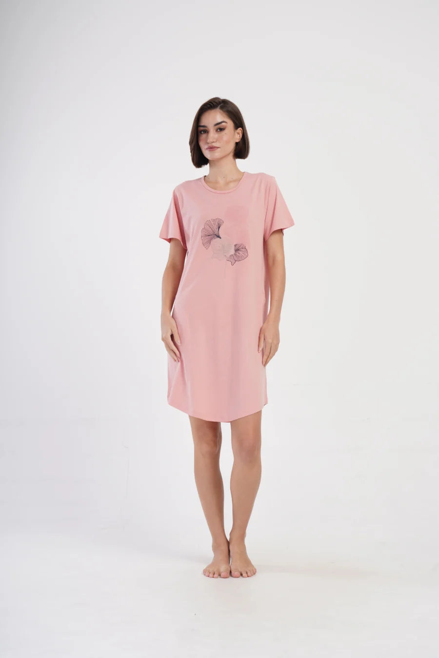 Koszula Nocna Damska Vienetta, Flowers, Różowy, r. 5XL - 7XL