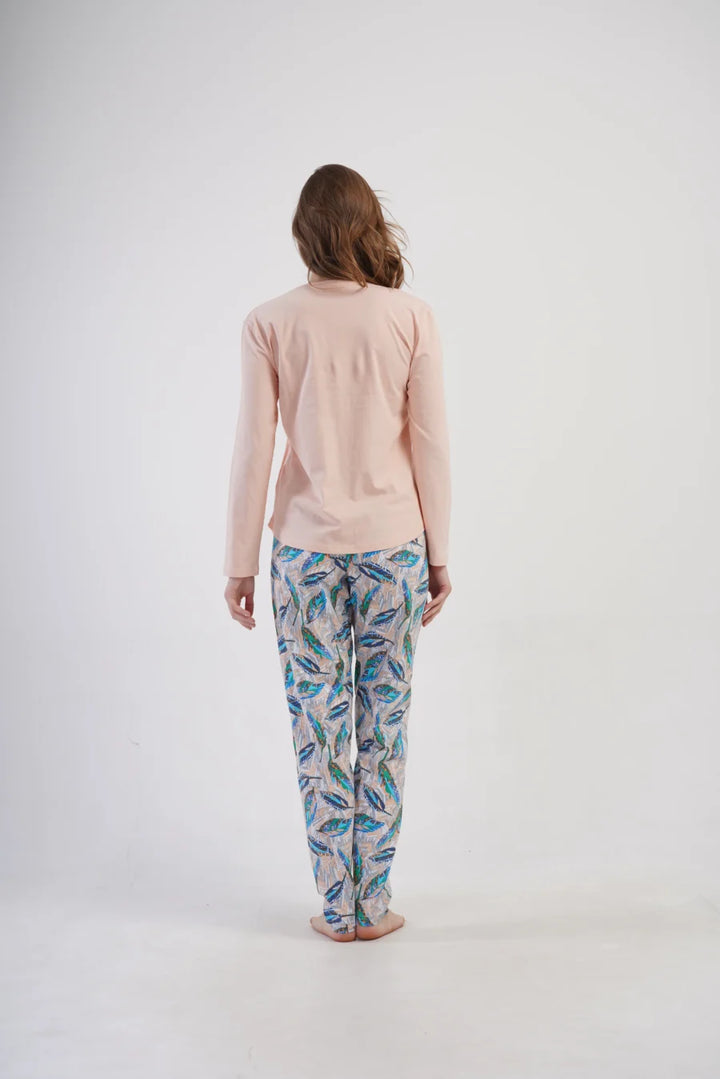 Piżama Damska Vienetta Feather Touch, Brzoskwiniowa, r. M-XXL