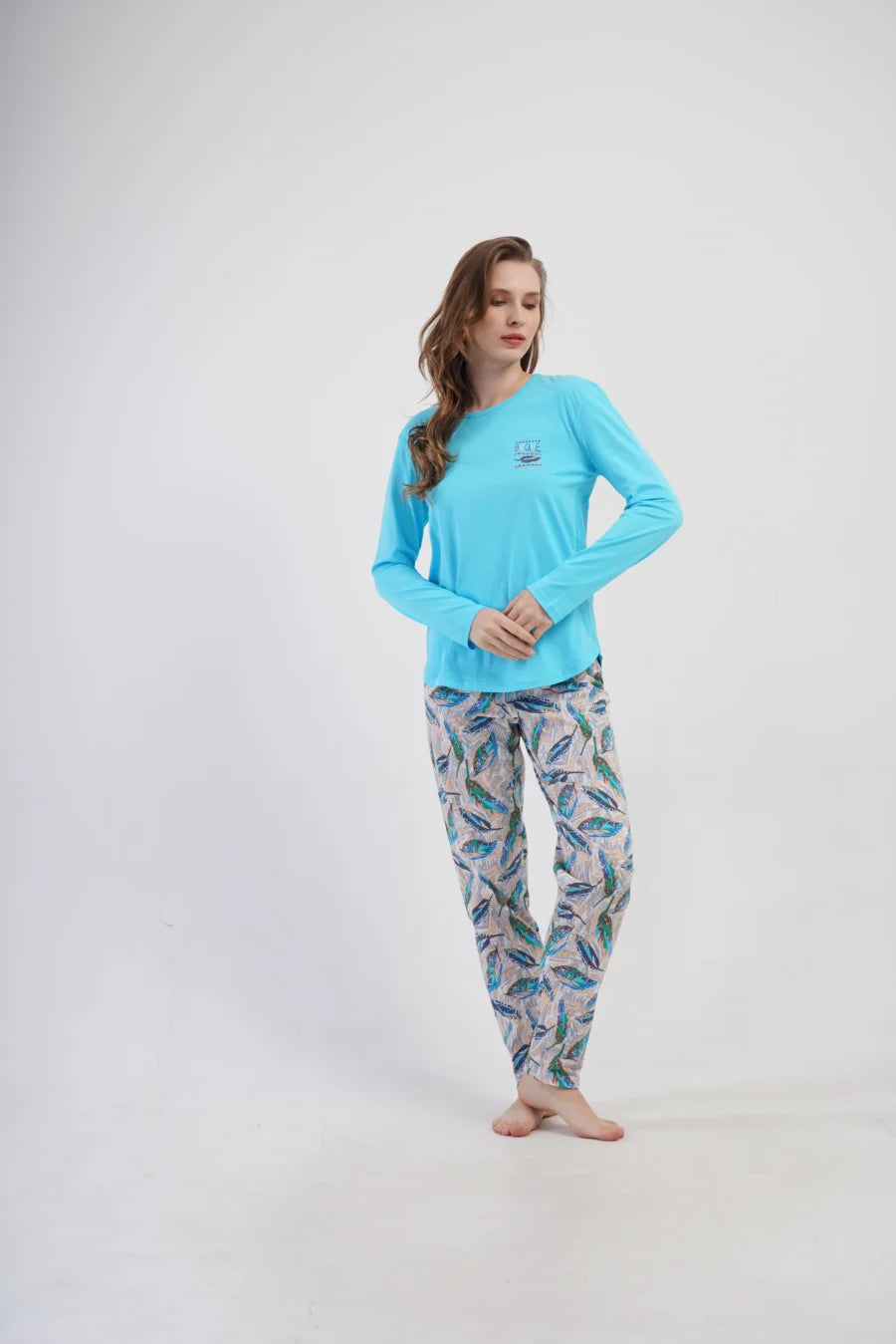 Piżama Damska Vienetta Feather Touch, Turkusowy, r. M-XXL