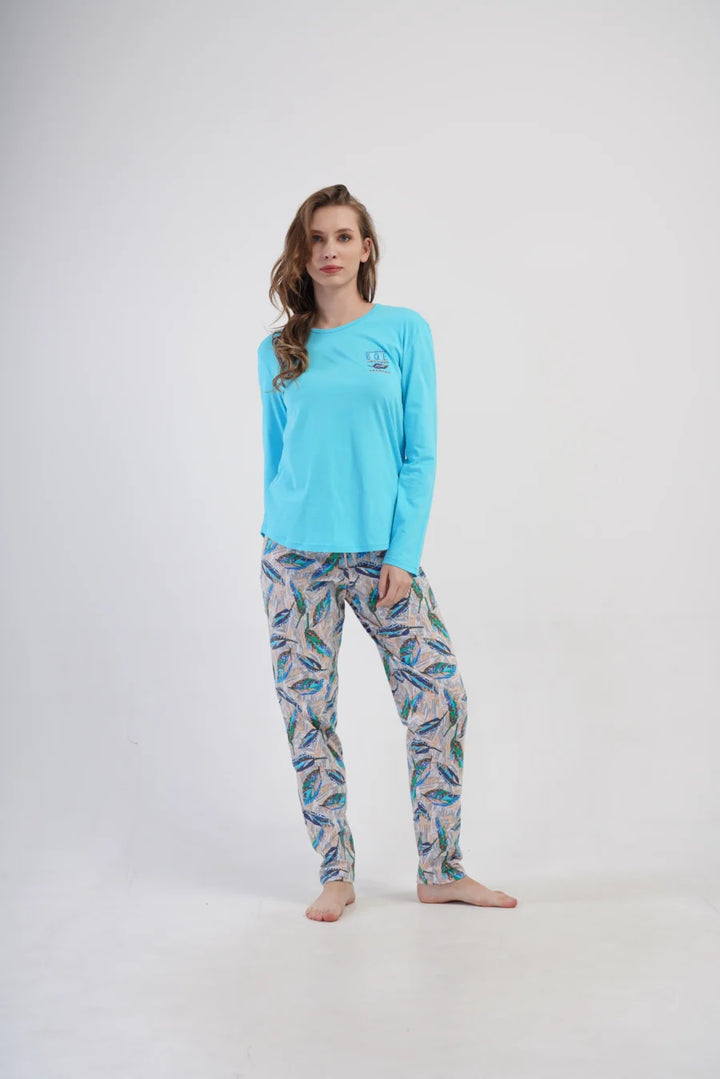 Piżama Damska Vienetta Feather Touch, Turkusowy, r. M-XXL