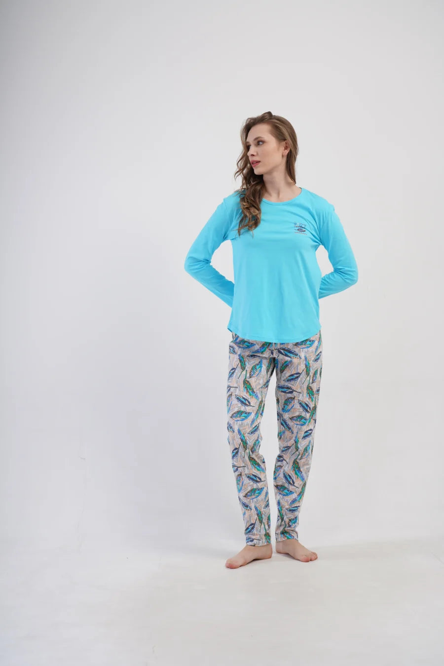 Piżama Damska Vienetta Feather Touch, Turkusowy, r. M-XXL