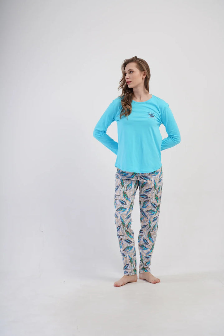 Piżama Damska Vienetta Feather Touch, Turkusowy, r. M-XXL