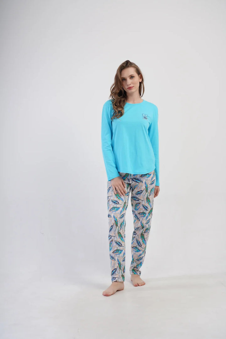 Piżama Damska Vienetta Feather Touch, Turkusowy, r. M-XXL