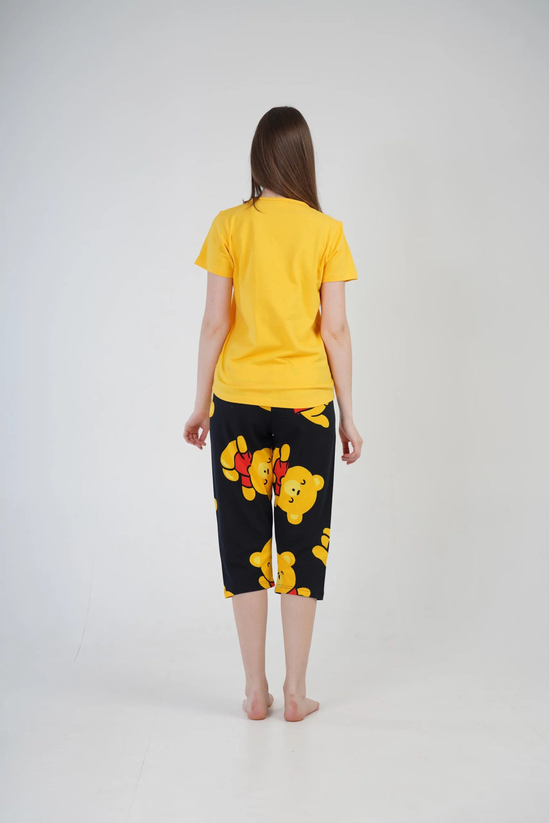 Piżama Damska Vienetta Yeah Bear, żółto-czarna, r. S-XL