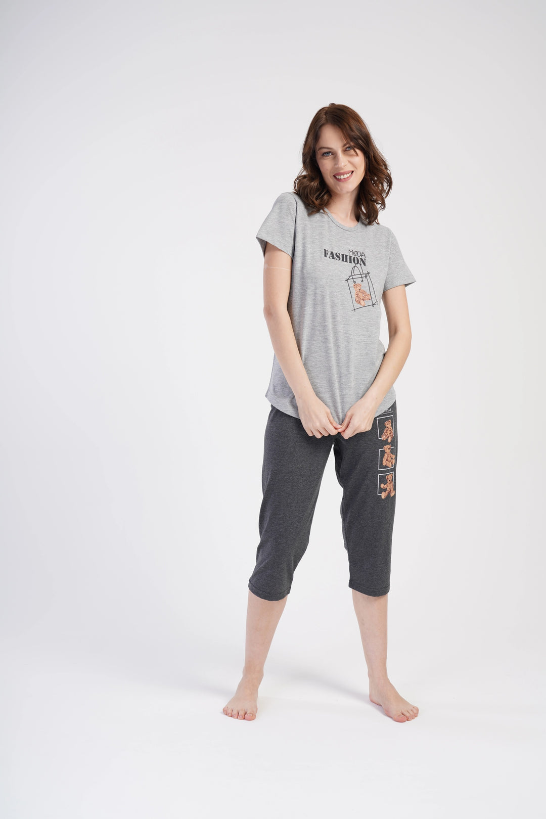 Piżama Damska Vienetta Top Fashion, Grafitowy/Szary, r. M-XXL