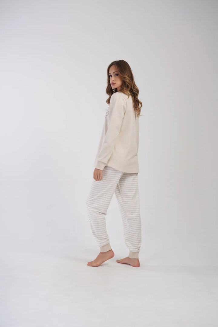 Piżama Damska Vienetta ocieplana Dreamy Beige, Beżowy, r. 1XL-4XL
