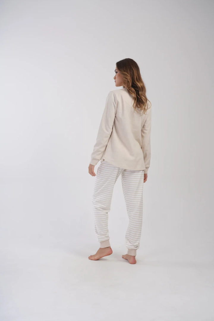 Piżama Damska Vienetta ocieplana Dreamy Beige, Beżowy, r. 1XL-4XL