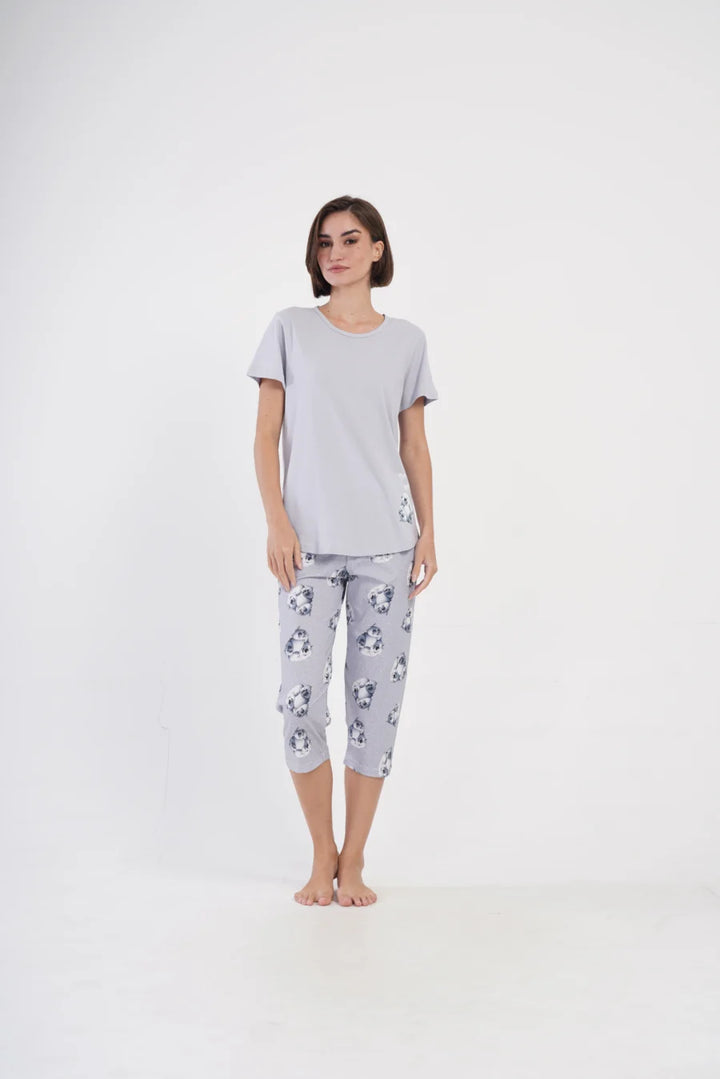 Piżama Damska Vienetta Cute Teddy, Szary, r. M-XXL