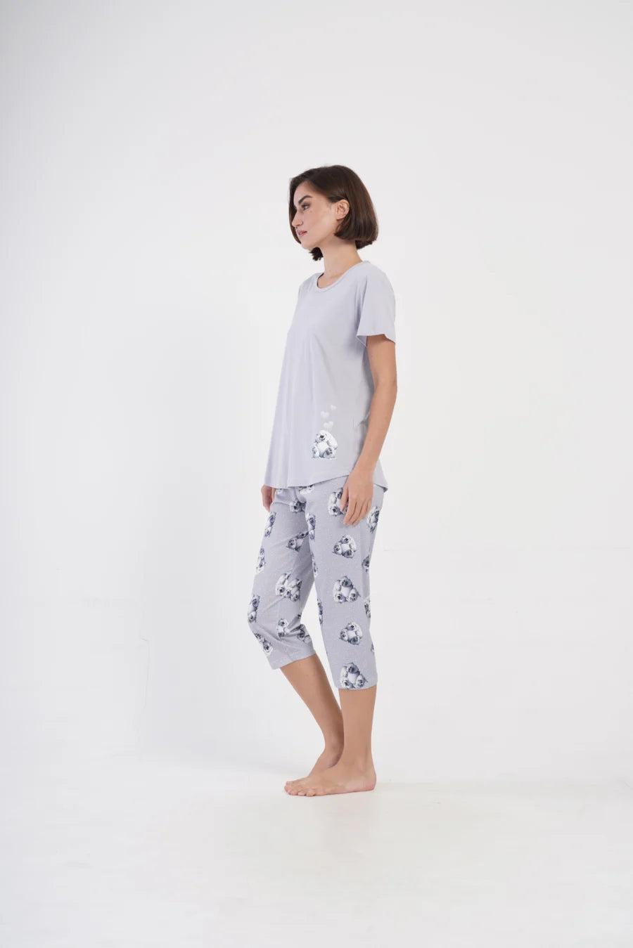 Piżama Damska Vienetta Cute Teddy, Szary, r. M-XXL