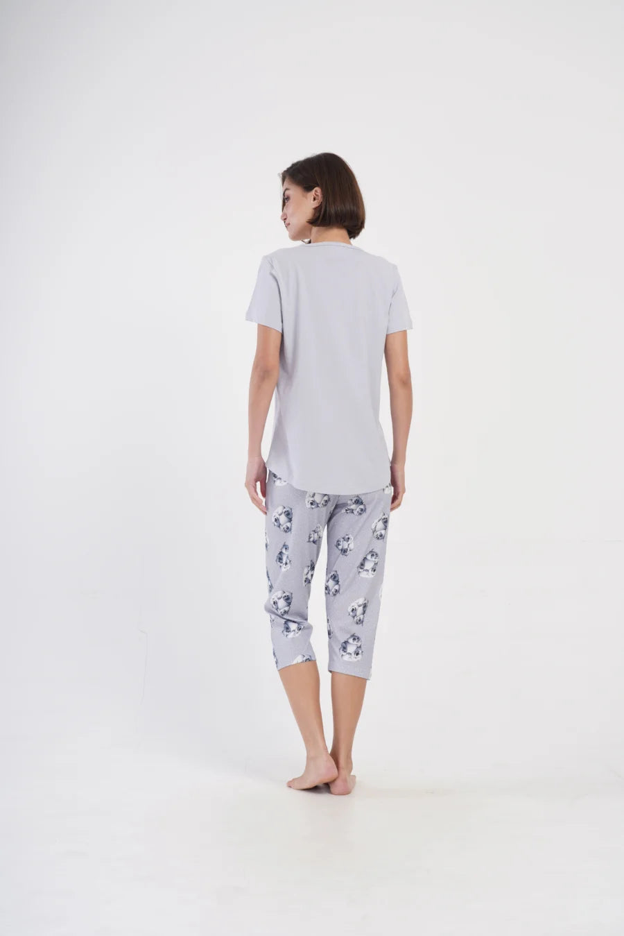 Piżama Damska Vienetta Cute Teddy, Szary, r. M-XXL