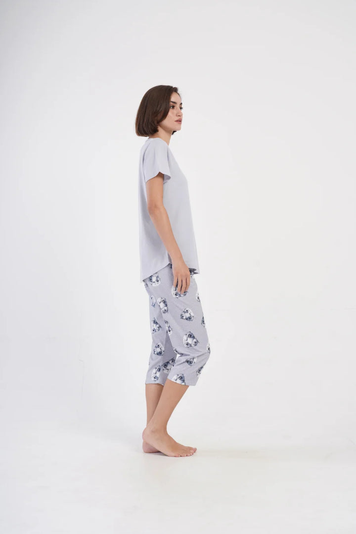 Piżama Damska Vienetta Cute Teddy, Szary, r. M-XXL