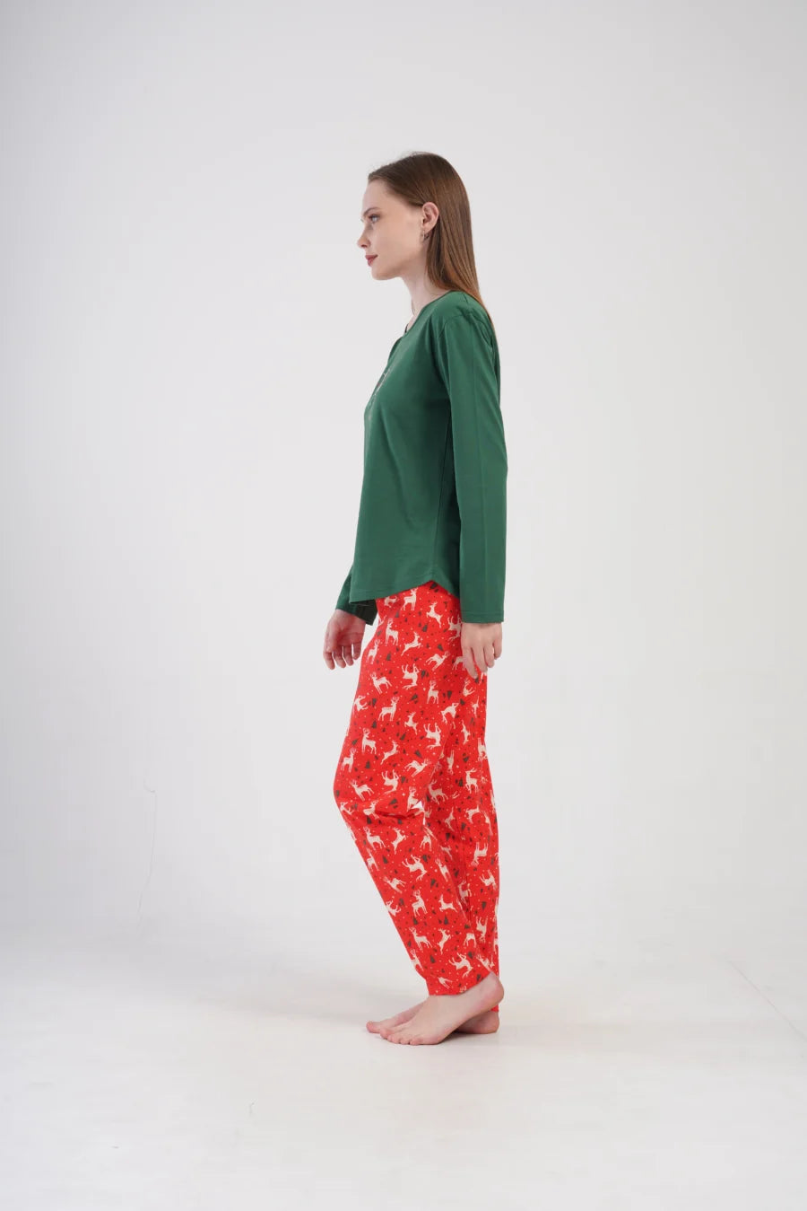 Piżama Damska Vienetta Oh My Deer, Zielony, r. S-XL