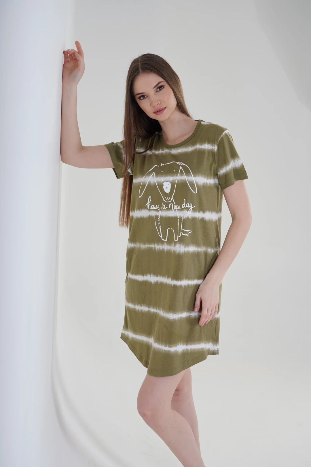 Koszula Nocna Vienetta Sleep Comfort, zielona, r. S-XL