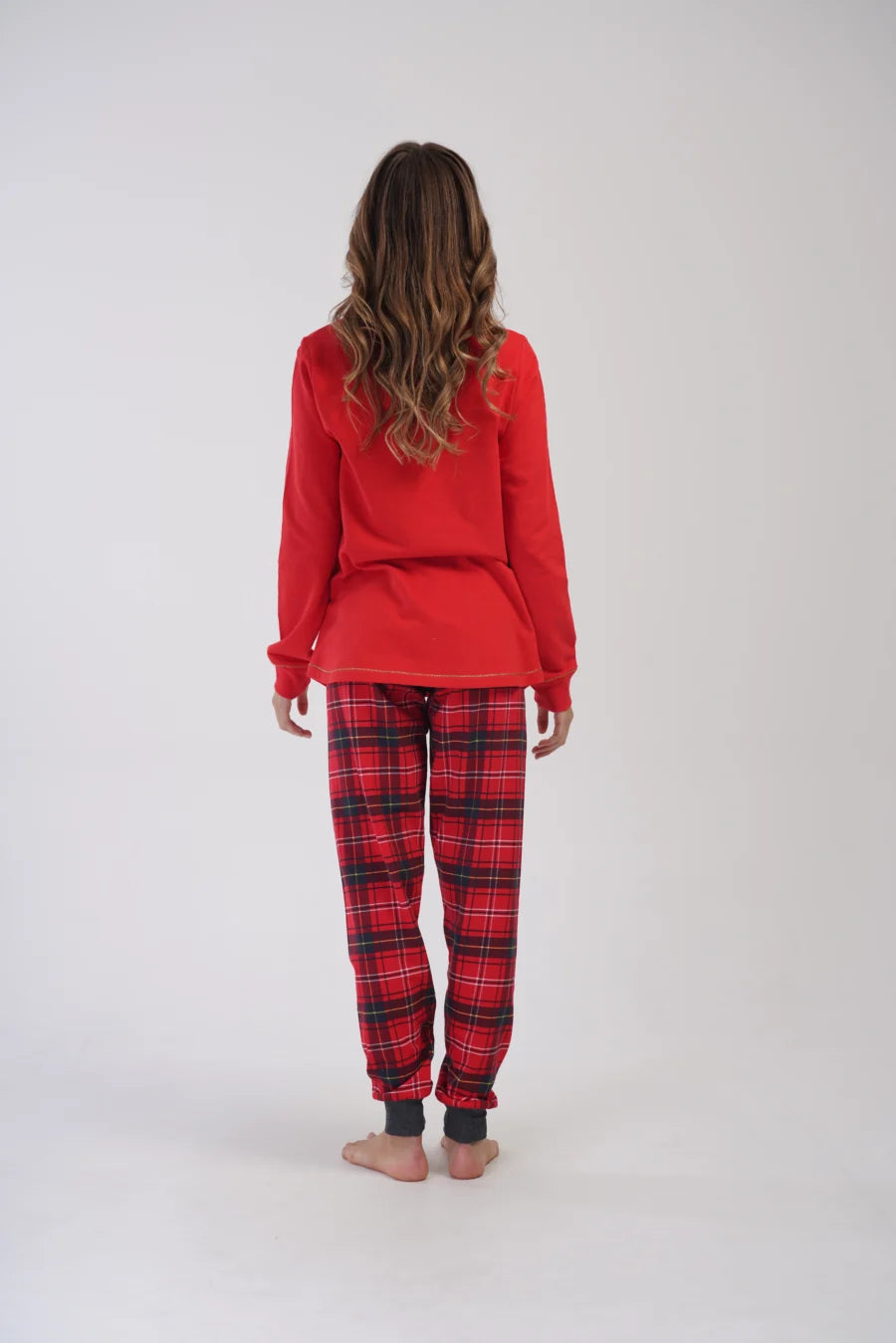 Piżama Damska Vienetta ocieplana Star, Czerwony, r. 1XL-4XL