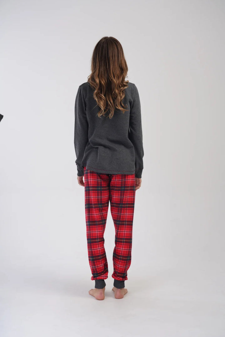 Piżama Damska Vienetta ocieplana Star, Szary, r. 1XL-4XL