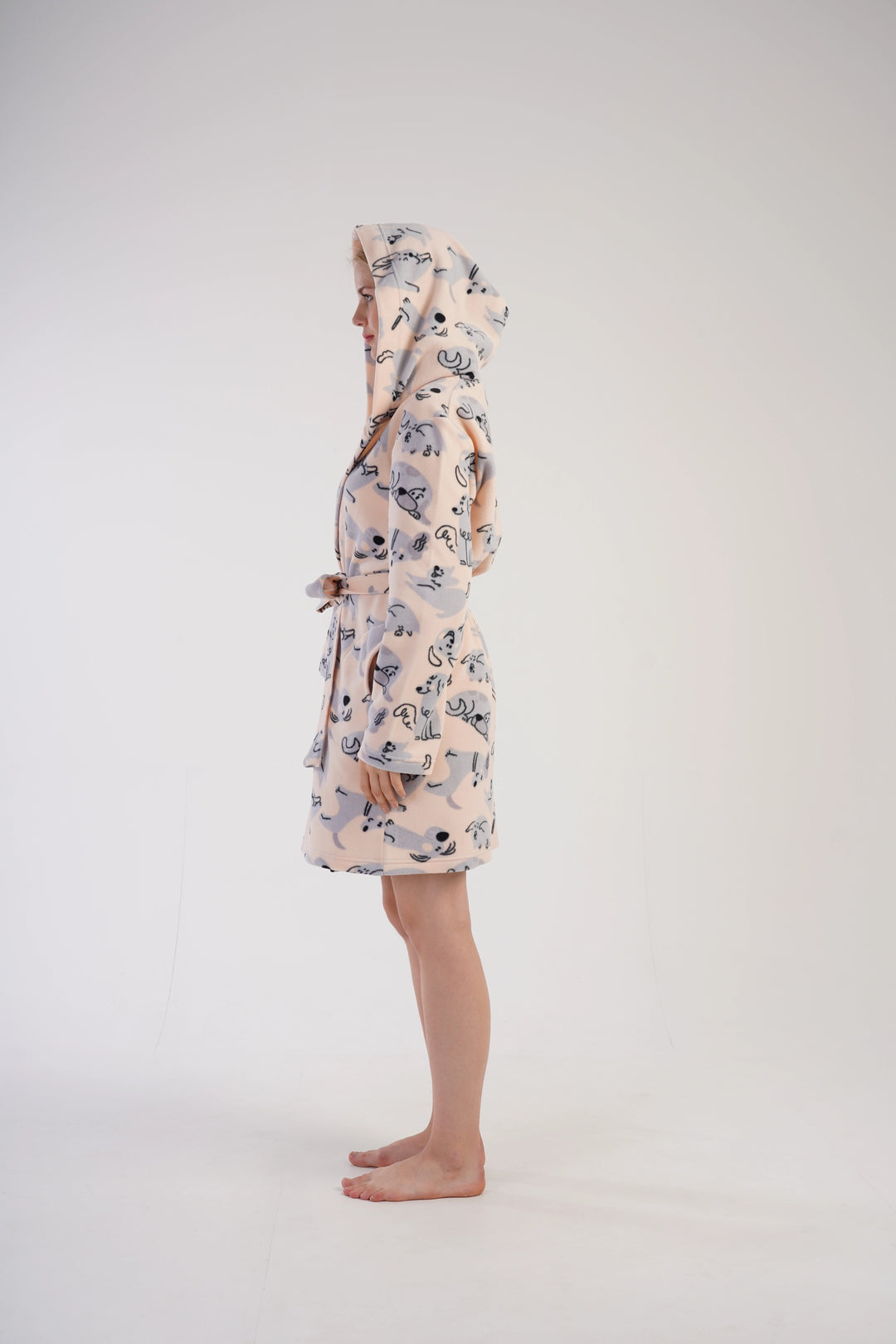 Szlafrok damski polarowy Vienetta Dreamy Dudes, brzoskwiniowy, r. S-XL