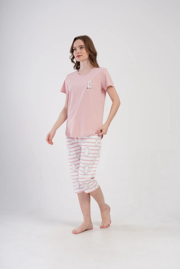 Piżama Damska Vienetta Cute Bears, Różowy, r. M-XXL