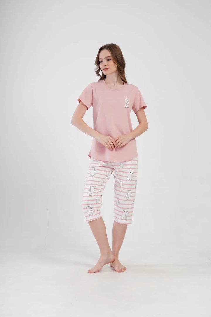 Piżama Damska Vienetta Cute Bears, Różowy, r. M-XXL