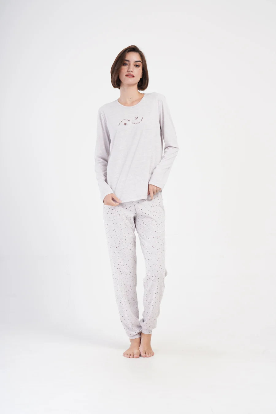 Piżama Damska Vienetta Sun and Moon, Szary, r. M-XXL