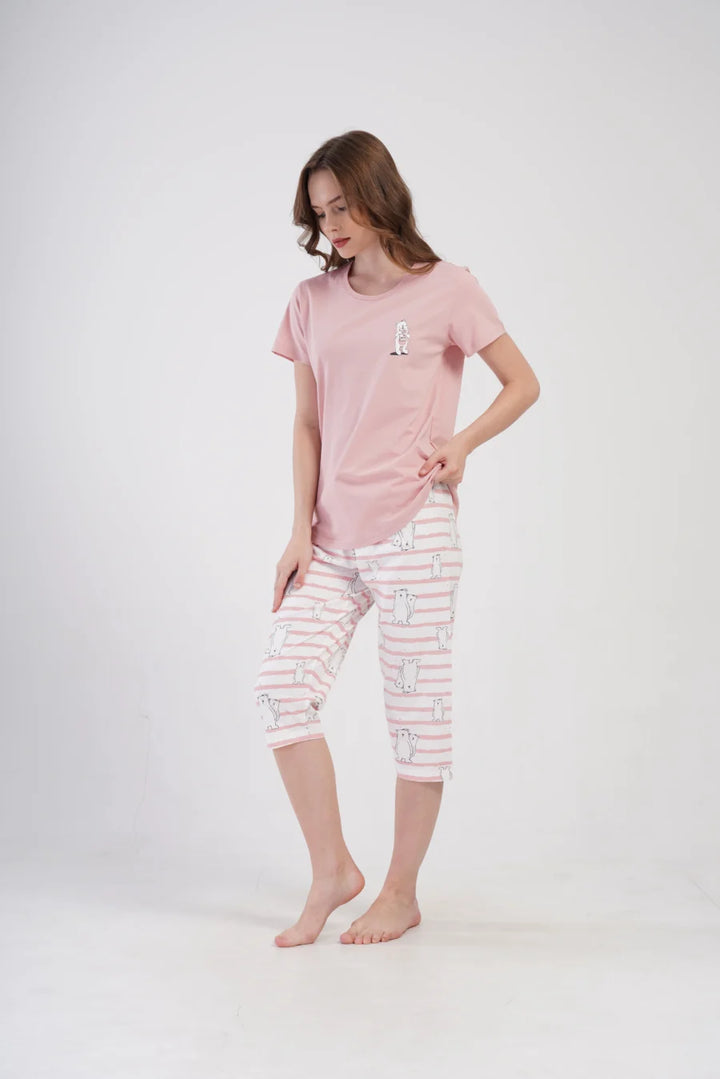 Piżama Damska Vienetta Cute Bears, Różowy, r. M-XXL