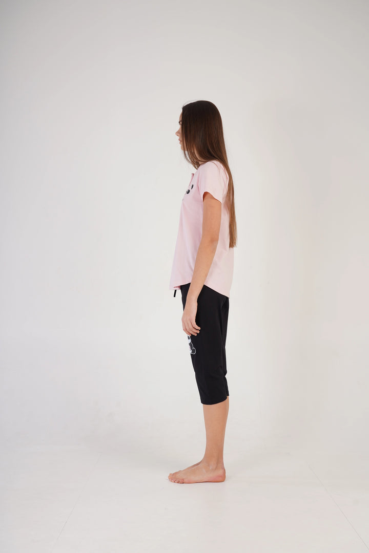 Piżama Damska Vienetta Lovely Panda, różowo-czarna, r. M-XXL