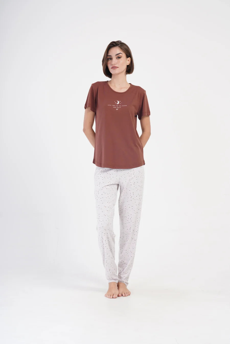 Piżama Damska Vienetta Moon, Brązowy, r. S-XL