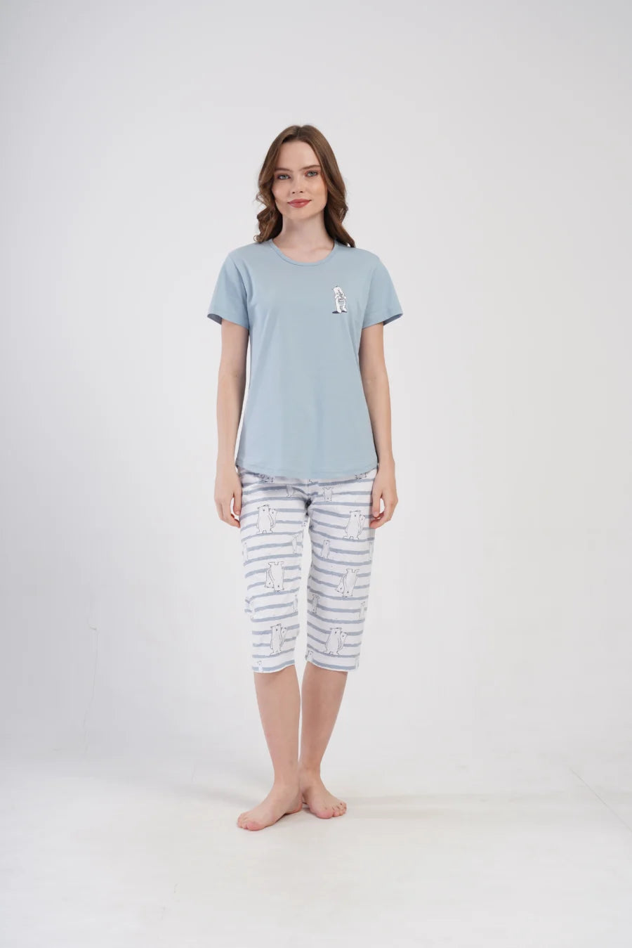 Piżama Damska Vienetta Cute Bears, Niebieski, r. M-XXL