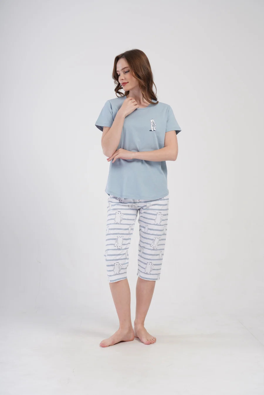 Piżama Damska Vienetta Cute Bears, Niebieski, r. M-XXL
