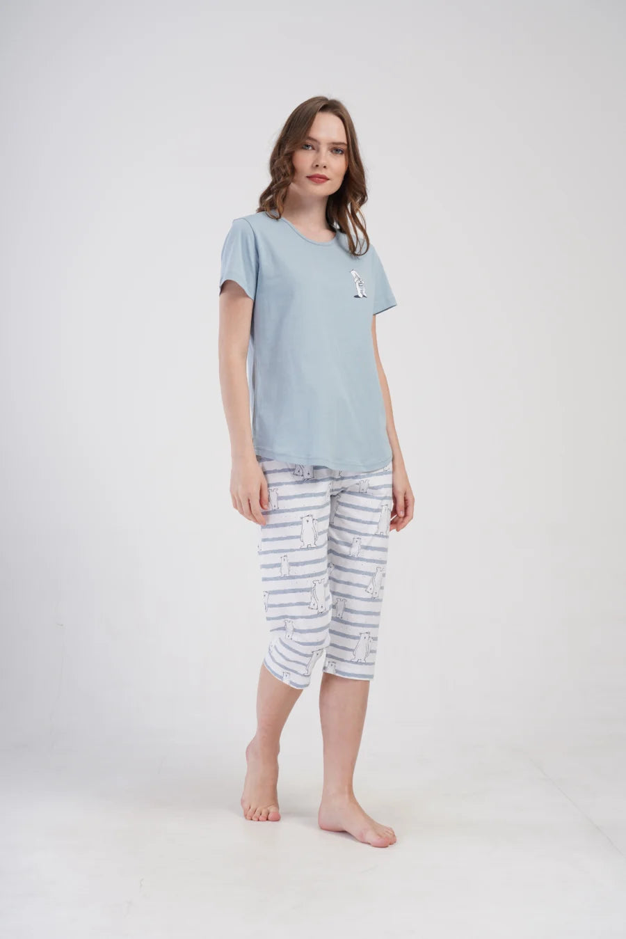 Piżama Damska Vienetta Cute Bears, Niebieski, r. M-XXL