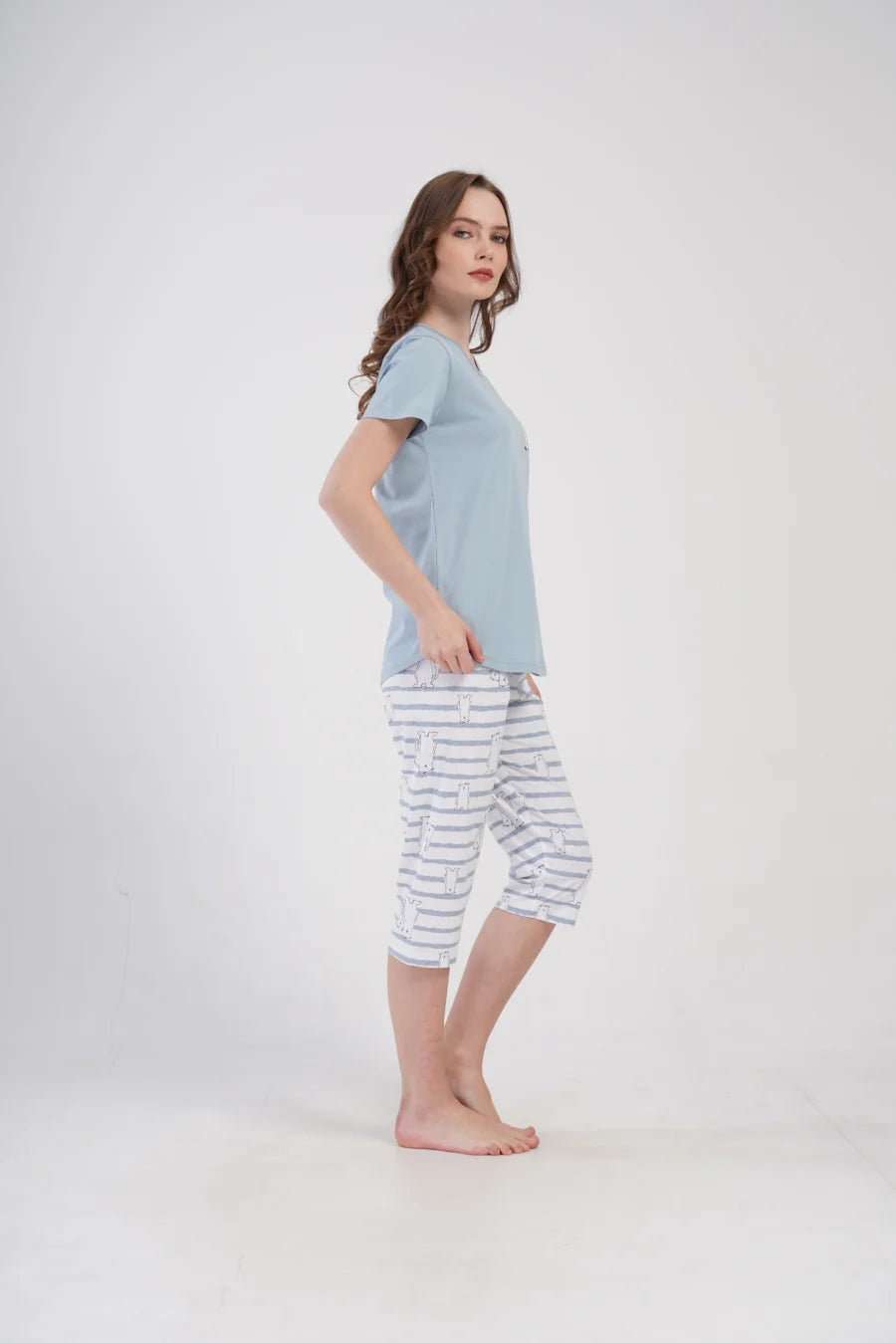 Piżama Damska Vienetta Cute Bears, Niebieski, r. M-XXL