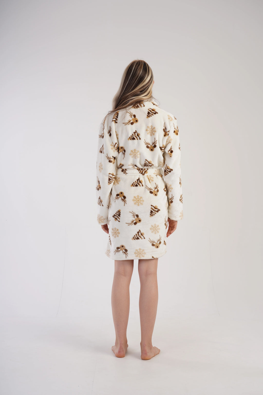 Szlafrok damski Vienetta Snowflake Snuggles, ecru, r. S-L