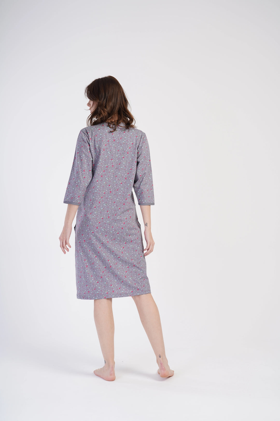 Szlafrok damski Vienetta Sweet Roses, Szary, r. M-XL