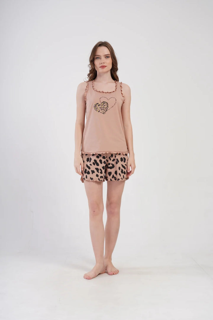 Piżama Damska Vienetta Love makes you happy, Beżowy, 1XL-4XL