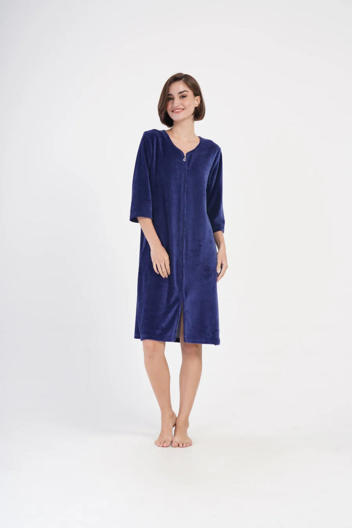 Szlafrok damski Vienetta Navy comfort, Granatowy, r. M-XXL