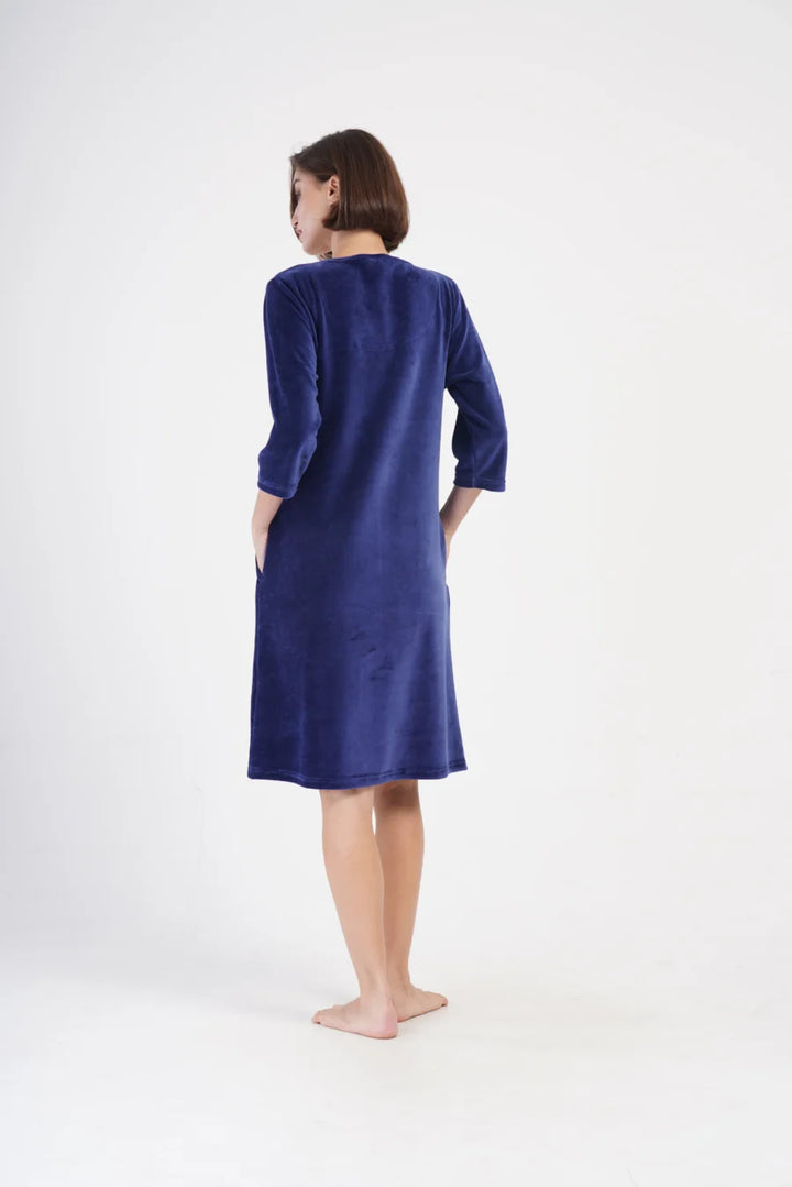 Szlafrok damski Vienetta Navy comfort, Granatowy, r. M-XXL
