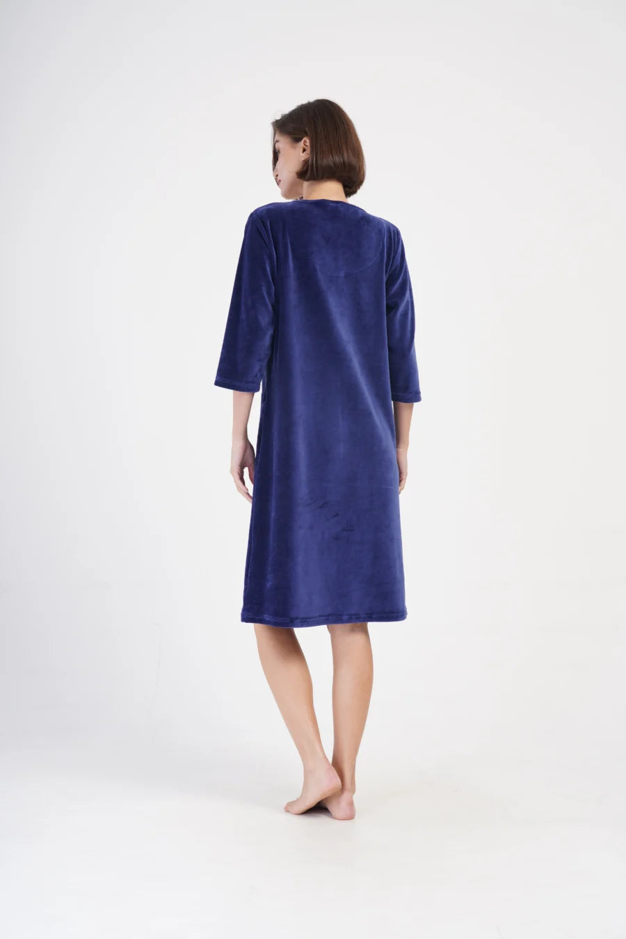 Szlafrok damski Vienetta Velour, Granatowy, r. 1XL-4XL